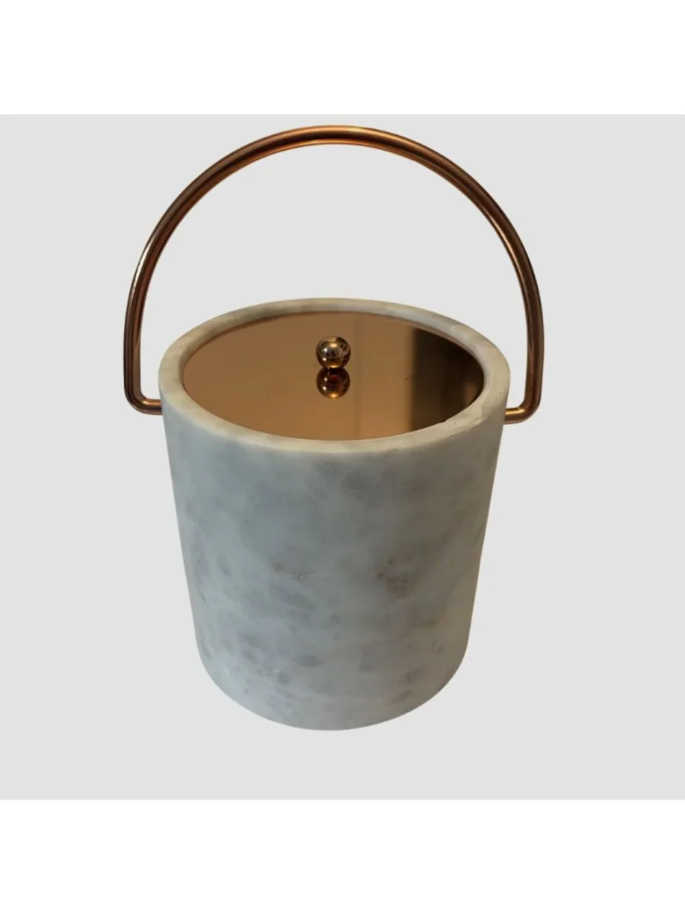 Williams Sonoma Marble Copper Ice Bucket Wine Chillers Lid Handle Solid Barware